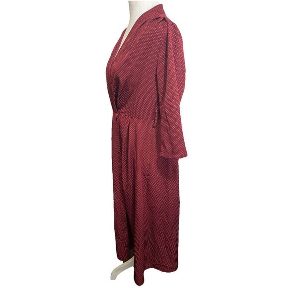 Elisabetta Franchi Dress Burgundy Wrap Polka Dots Size 44 Missing Belt - Picture 4 of 13
